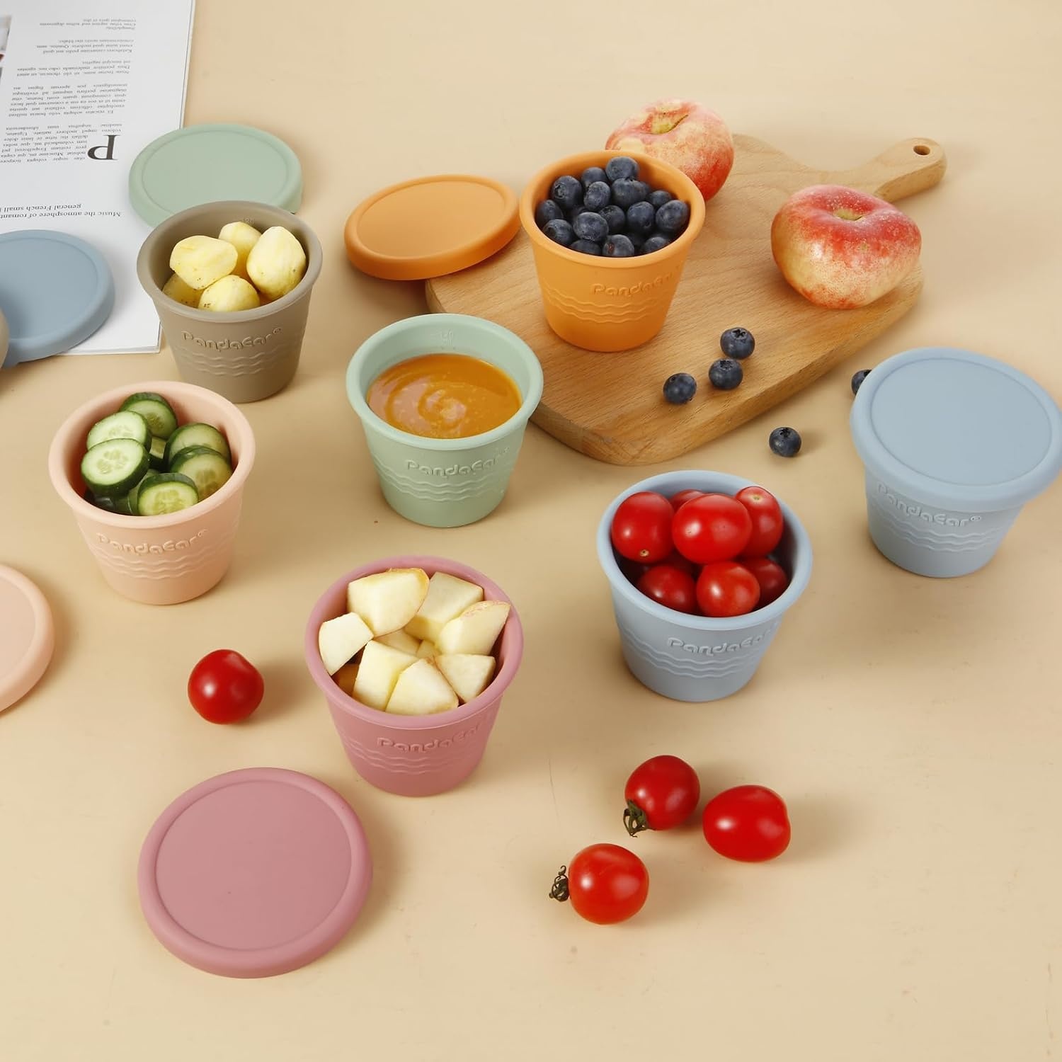 image:imagePandaEar 12 Pack Silicone Baby Food Storage Containers 4 oz