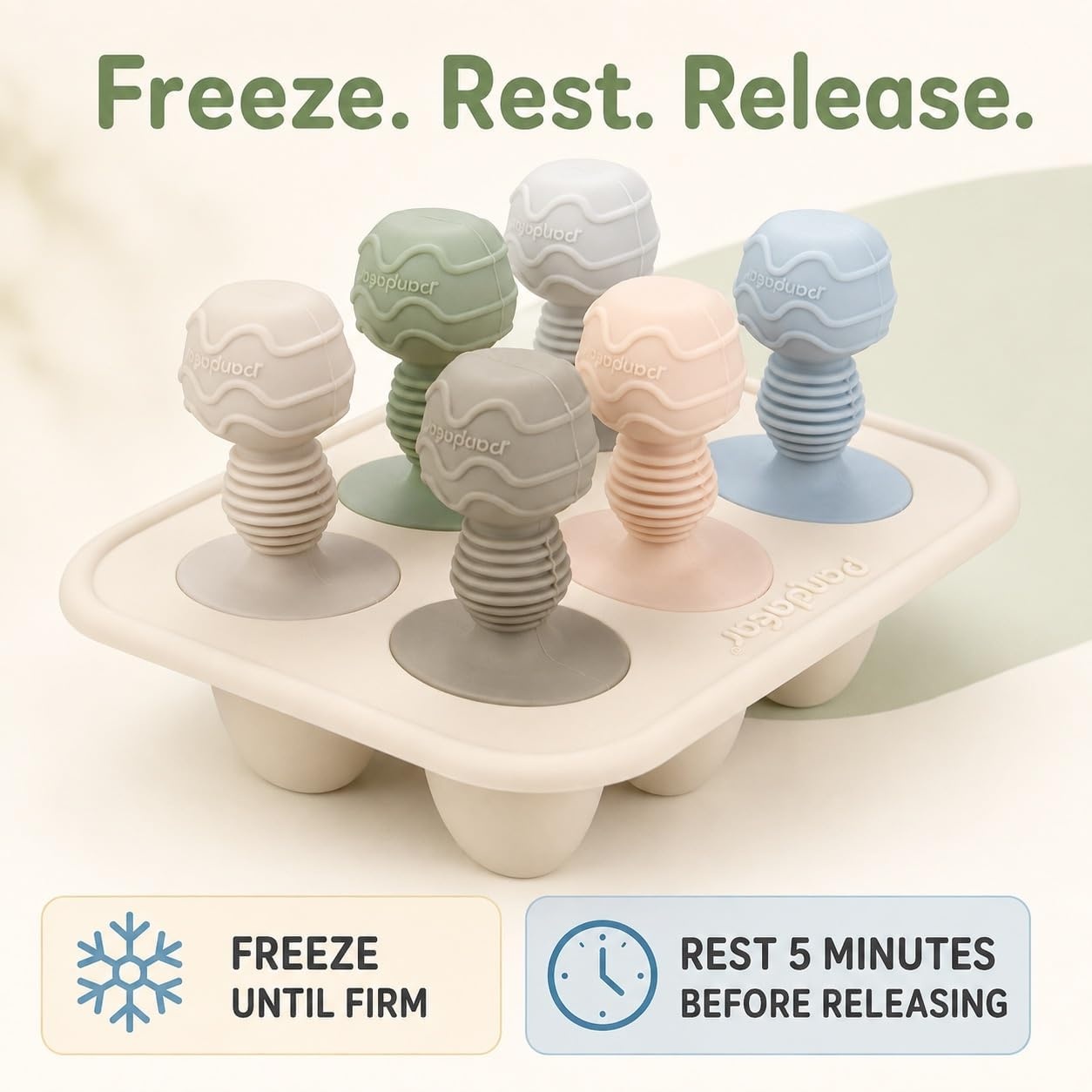 image:imagePandaEar Silicone Popsicle Molds Mini Breastmilk Ice Pop Maker With SticksBeige