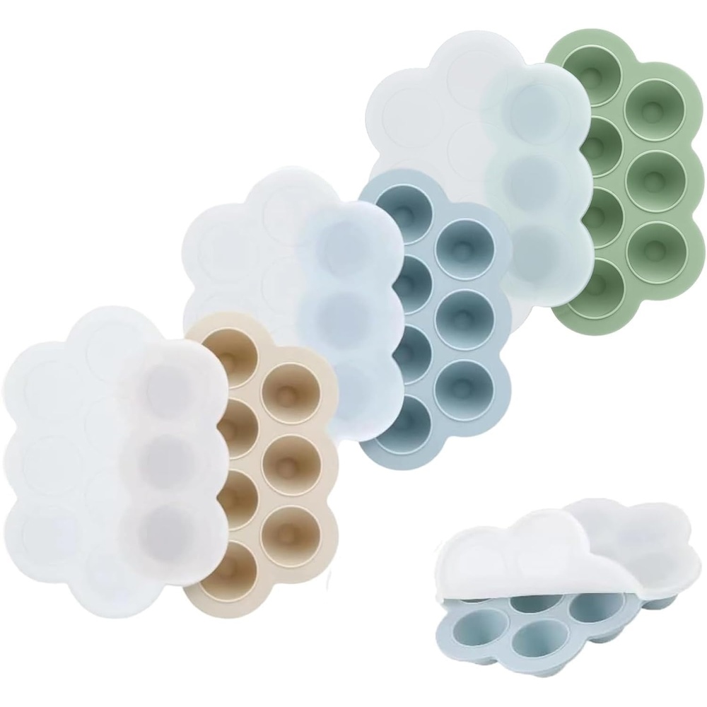 image:imagePandaEar 3Pack Silicone Baby Food Freezer Trays with Lids  10 Small Portions per Tray Approx 1oz152 tbsp  Flexible Storage Container for Breast Milk amp Purees BlueGreenBeige