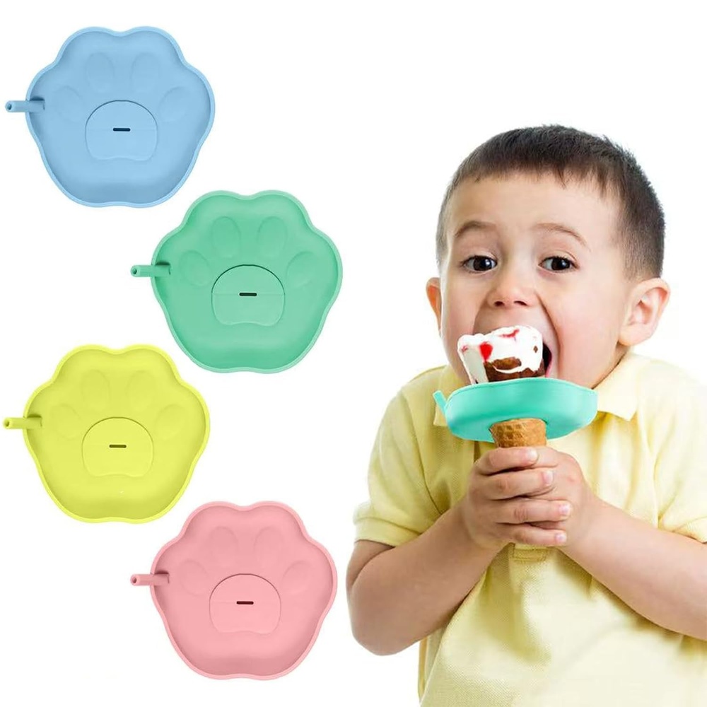 image:imagePandaEar 4 Pack Popsicle Holder for Kids Silicone Ice Cream Cone amp Popsicle Drip Catcher with Builtin Straw MessFree Frozen Treat Holder