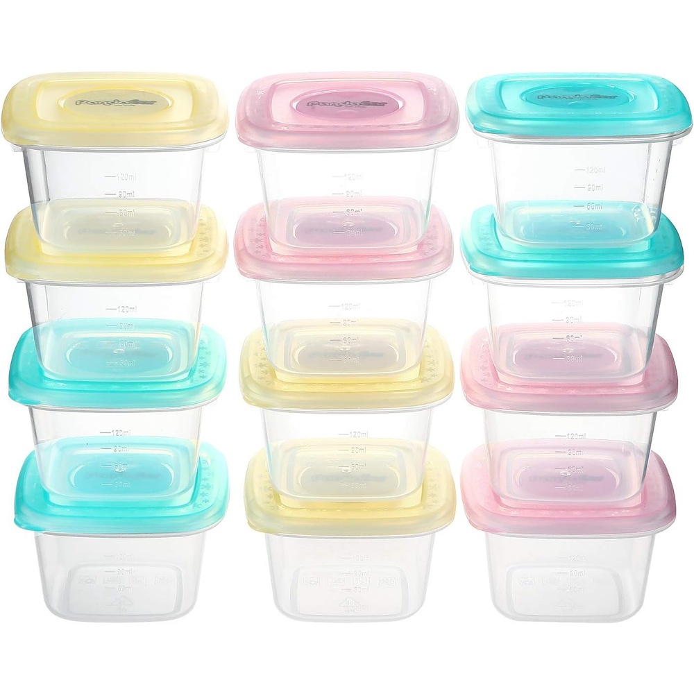 image:imagePandaEar Baby Food Snack Plastic Storage Container with Lids 12 Pack Set BPA Free Freezer amp Dishwasher Safe for Kids