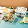 PandaEar 2 Pack Snack Containers, 4 Compartment Silicone Bento Lunch Snack Box with Lids, Reusable BPA-Free Divided Bento Snack Box for Toddler, Food Storage Containers for Travel Work