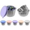 PandaEar 6 Pack 2.4 oz Stainless Steel Condiment Containers with Leakproof Silicone Lids, Reusable Small Sauce Cups for Salad Dressing, Lunch Box, Travel & Meal Prep, Dishwasher & Freezer Safe