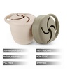 PandaEar Silicone Snack Containers, Collapsible Toddler Snack Cups Spill Proof Food Catcher for Toddler Baby, Pack of 2 (Pink & Linen)(Light Tan/Walnut)