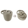 PandaEar Silicone Snack Containers, Collapsible Toddler Snack Cups Spill Proof Food Catcher for Toddler Baby, Pack of 2 (Pink & Linen)(Light Tan/Walnut)