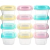 PandaEar Baby Food Snack Plastic Storage Container with Lids, 12 Pack Set BPA Free Freezer & Dishwasher Safe for Kids