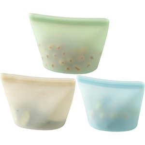 PandaEar 3-Pack Reusable Silicone Food Storage Bags, Leakproof, BPA Free