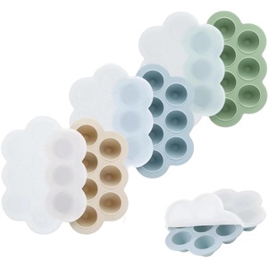 PandaEar 3-Pack Silicone Baby Food Freezer Trays with Lids – 10 Small Portions per Tray (Approx. 1oz/1.5-2 tbsp) – Flexible Storage Container for Breast Milk & Purees, Blue/Green/Beige