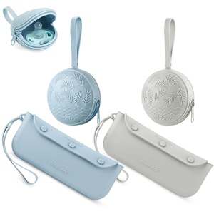 PandaEar Silicone Pacifier Holder Case, Baby Pouch Holder Set, 4 Pack