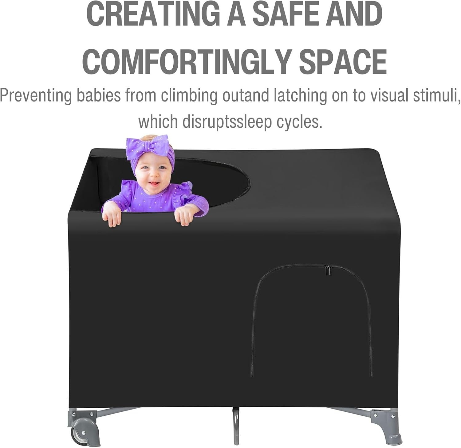 image:imagePandaEar Blackout Cover for Pack N Play Breathable Crib Canopy Cover Tent for Pack and Play Portable Stretchy Baby Netting for Indoor amp Outdoor
