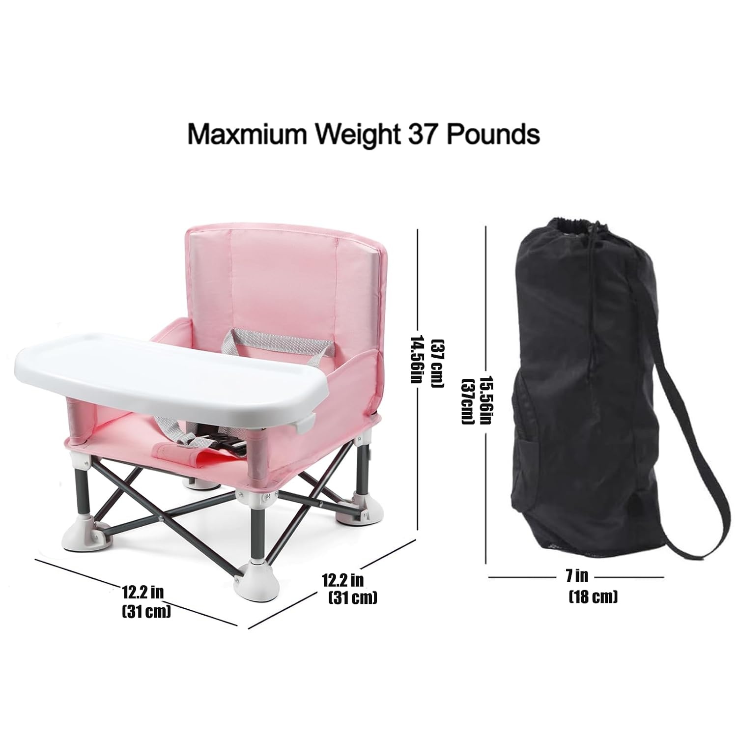 image:imagePandaEar Portable Baby Seat Travel Compact Fold with Straps for IndoorOutdoor Use Great for Camping Beach Lawn Toddlers Kids Boys Girls Without Placemat GreyPink