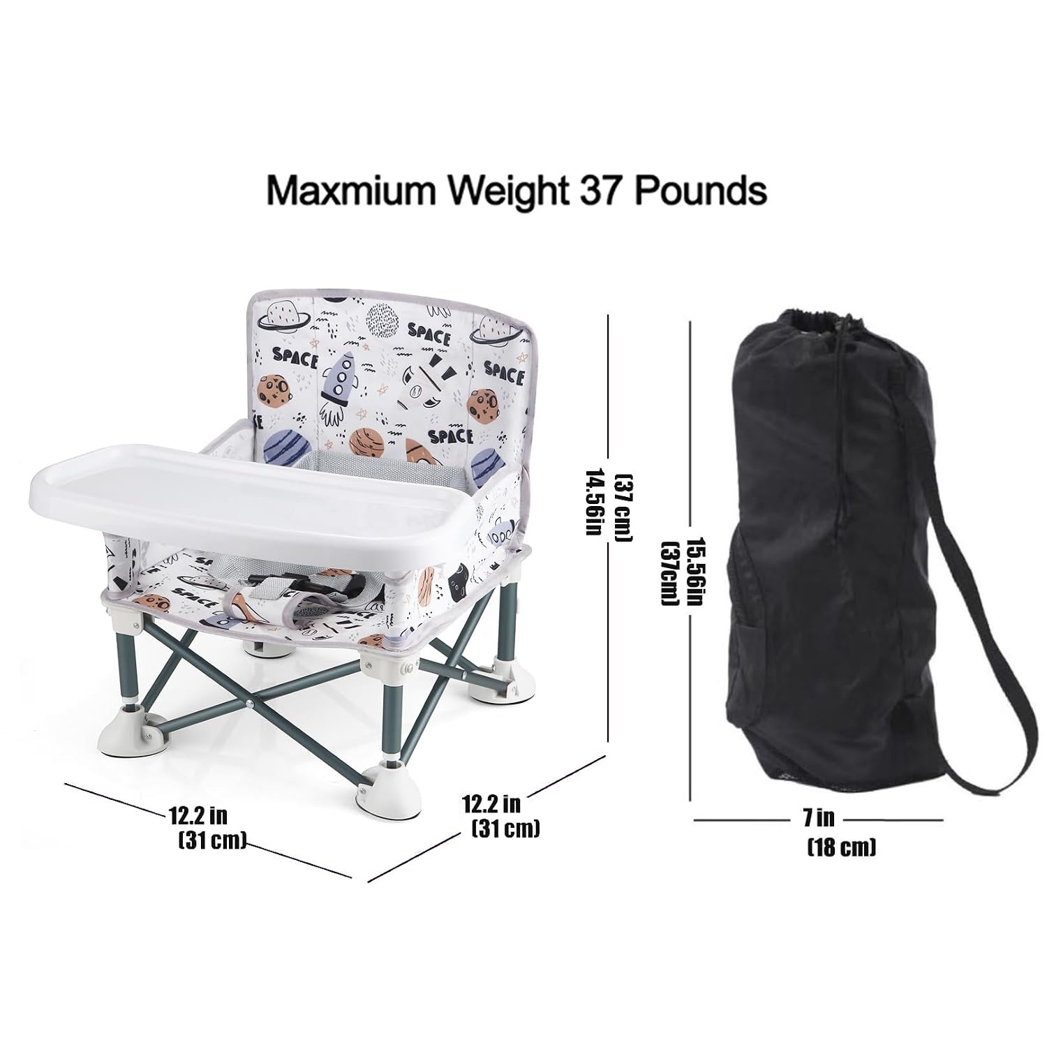 image:imagePandaEar Portable Baby Seat Travel Compact Fold with Straps for IndoorOutdoor Use Great for Camping Beach Lawn Toddlers Kids Boys Girls Without Placemat GreyWhite