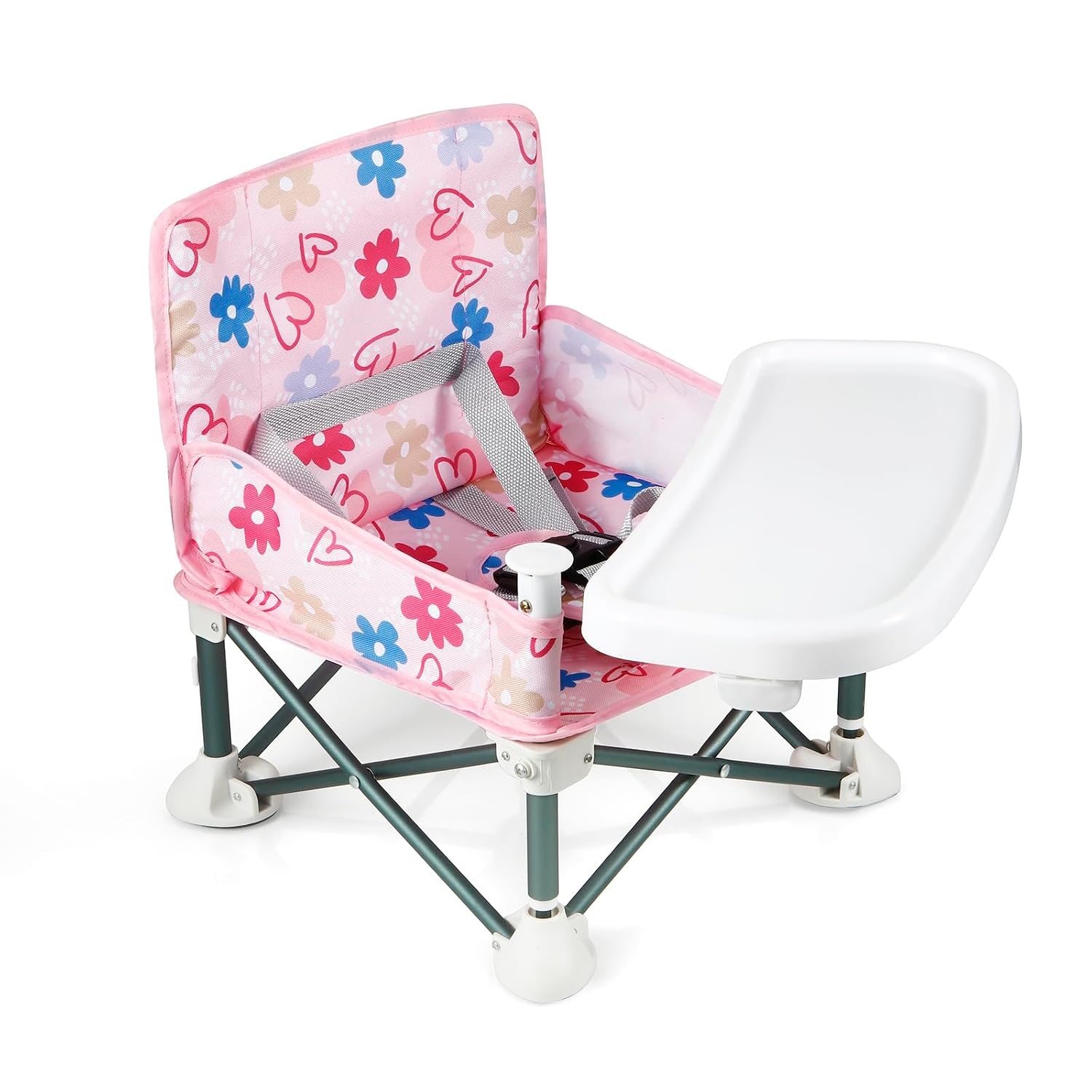 image:imagePandaEar Portable Baby Seat Travel Compact Fold with Straps for IndoorOutdoor Use Great for Camping Beach Lawn Toddlers Kids Boys Girls Without Placemat GreyPink