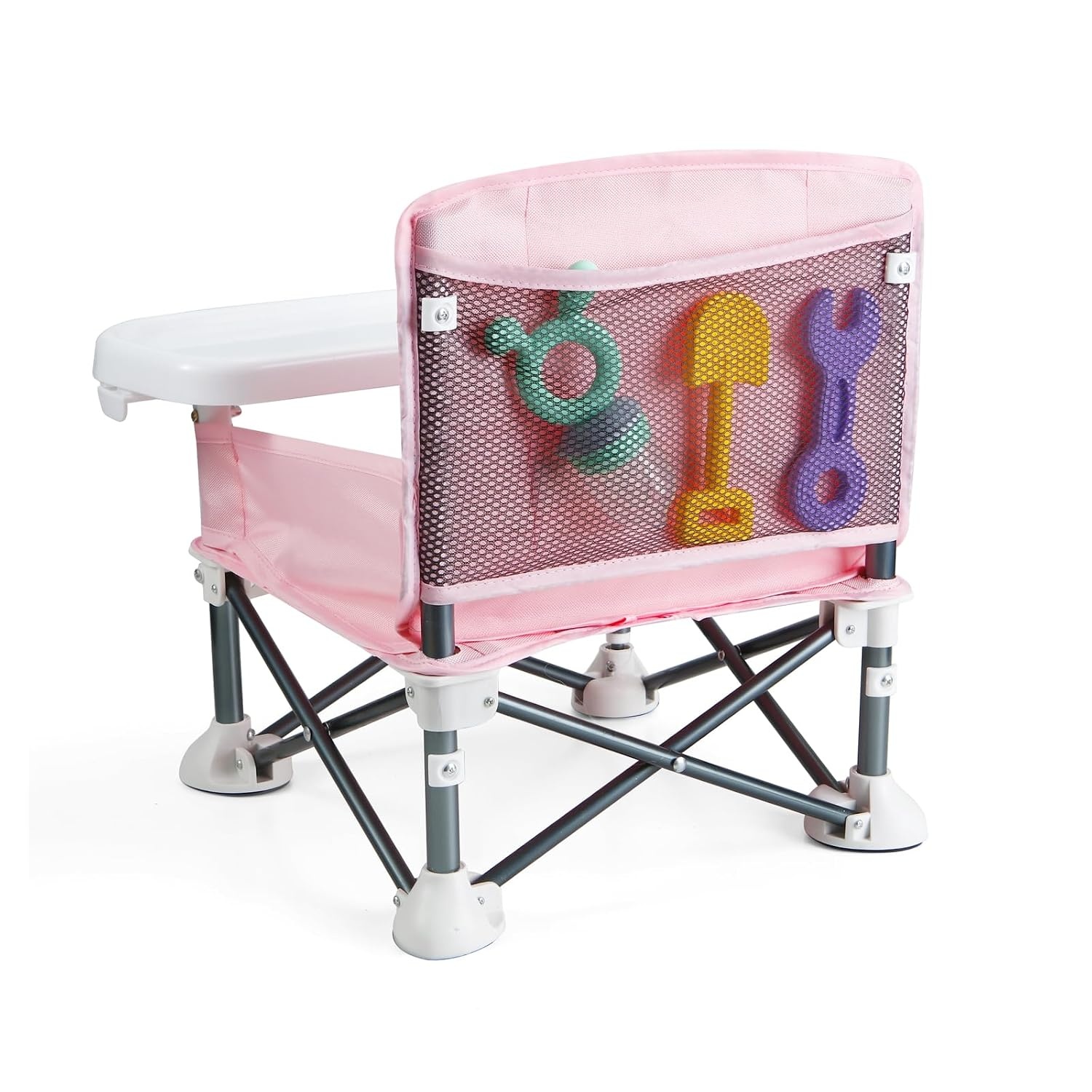 image:imagePandaEar Portable Baby Seat Travel Compact Fold with Straps for IndoorOutdoor Use Great for Camping Beach Lawn Toddlers Kids Boys Girls Without Placemat GreyPink