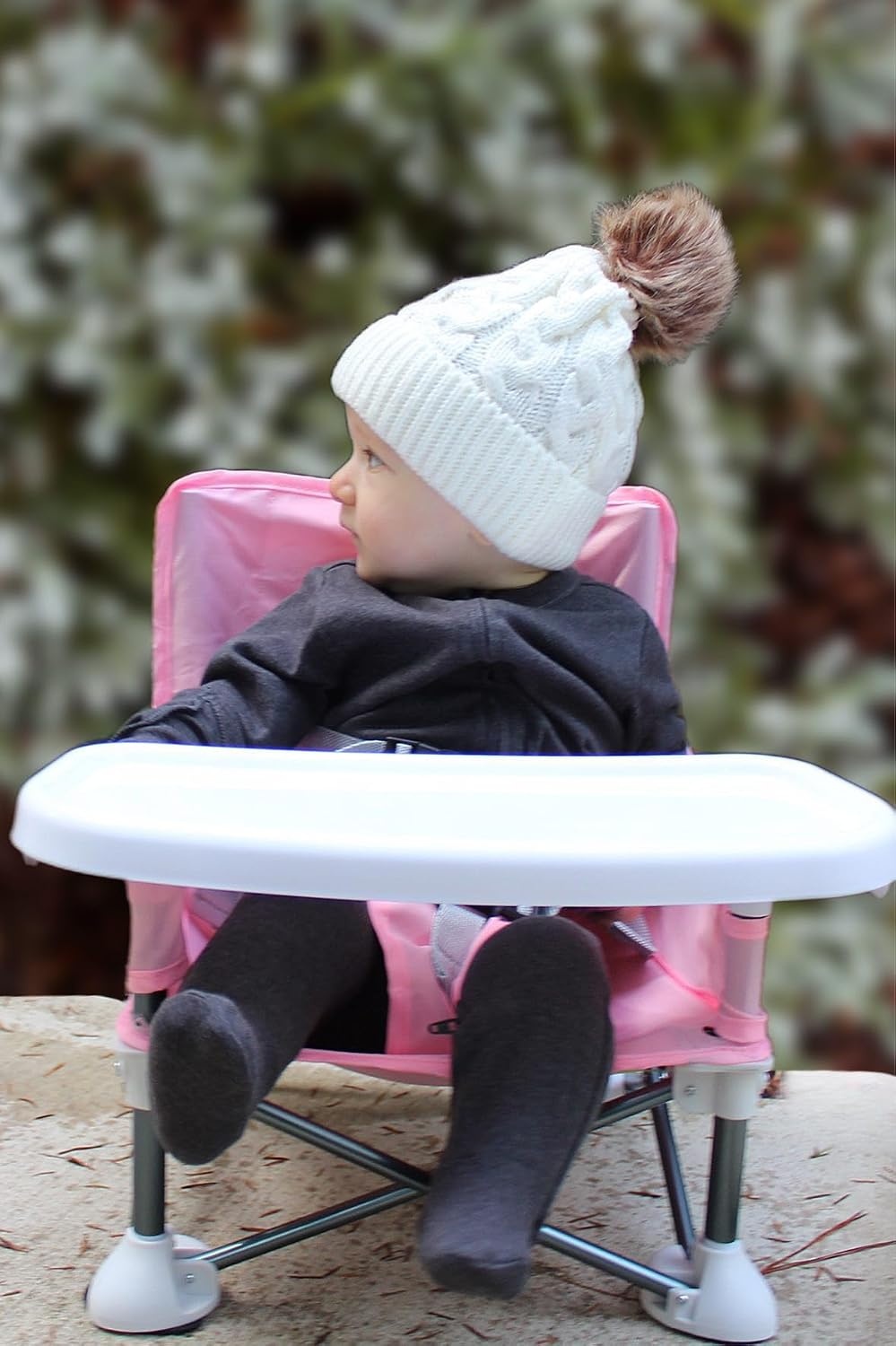 image:imagePandaEar Portable Baby Seat Travel Compact Fold with Straps for IndoorOutdoor Use Great for Camping Beach Lawn Toddlers Kids Boys Girls Without Placemat GreyPink