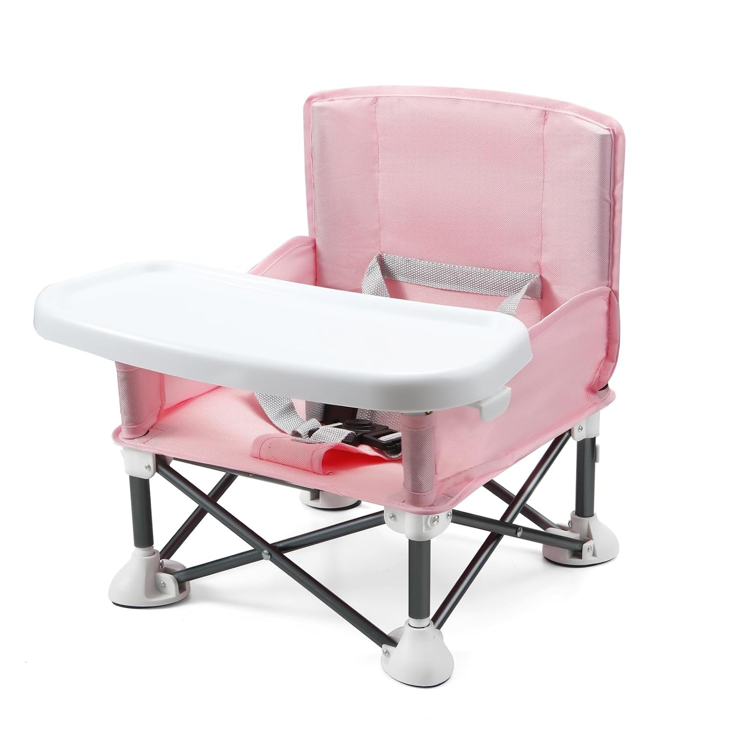 image:imagePandaEar Portable Baby Seat Travel Compact Fold with Straps for IndoorOutdoor Use Great for Camping Beach Lawn Toddlers Kids Boys Girls Without Placemat GreyPink