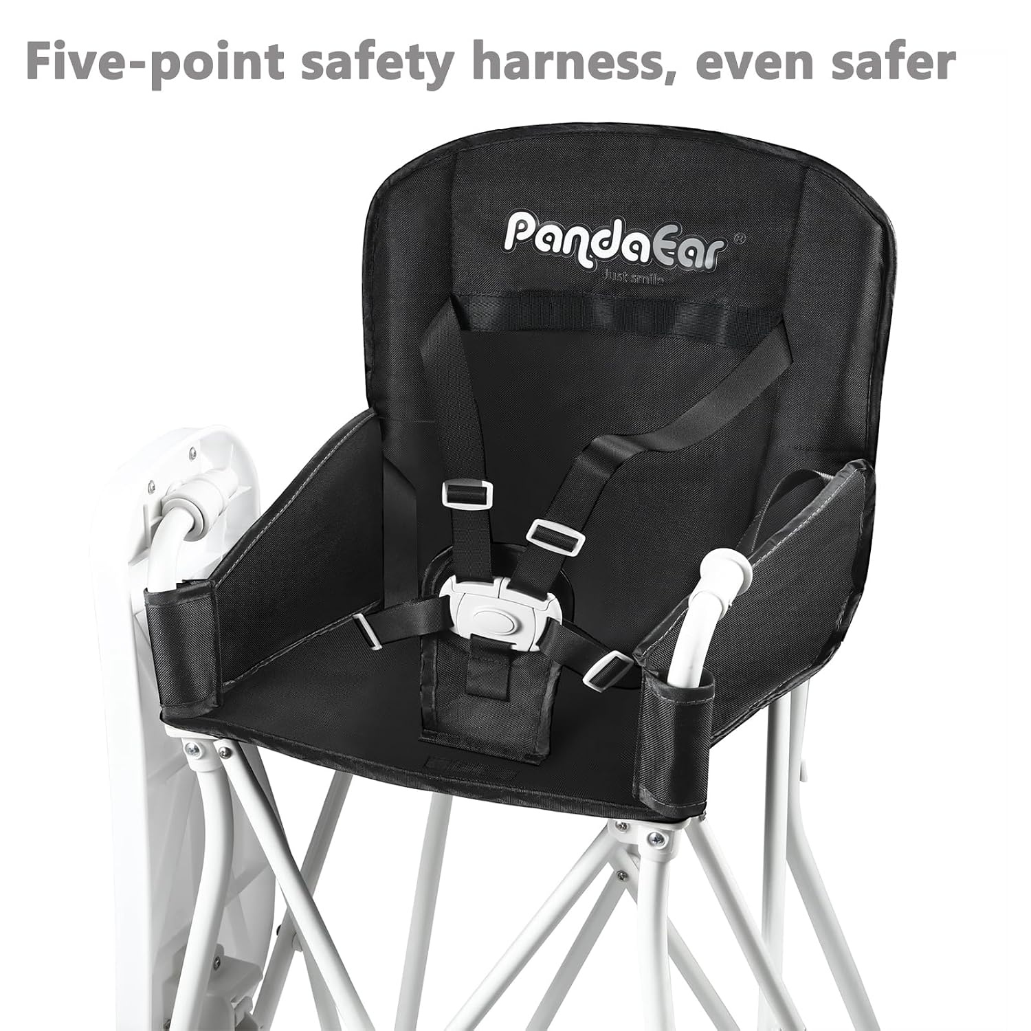 image:imagePandaEar Portable High Chair for Babies and Toddlers Foldable HighChair with Tray Baby Travel Dining Chair for Indoor amp Outdoor BlackBlack