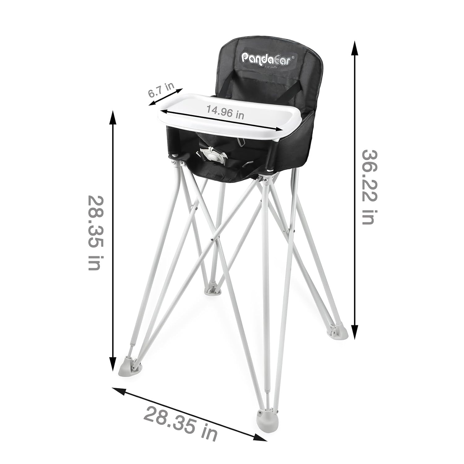 image:imagePandaEar Portable High Chair for Babies and Toddlers Foldable HighChair with Tray Baby Travel Dining Chair for Indoor amp Outdoor BlackBlack
