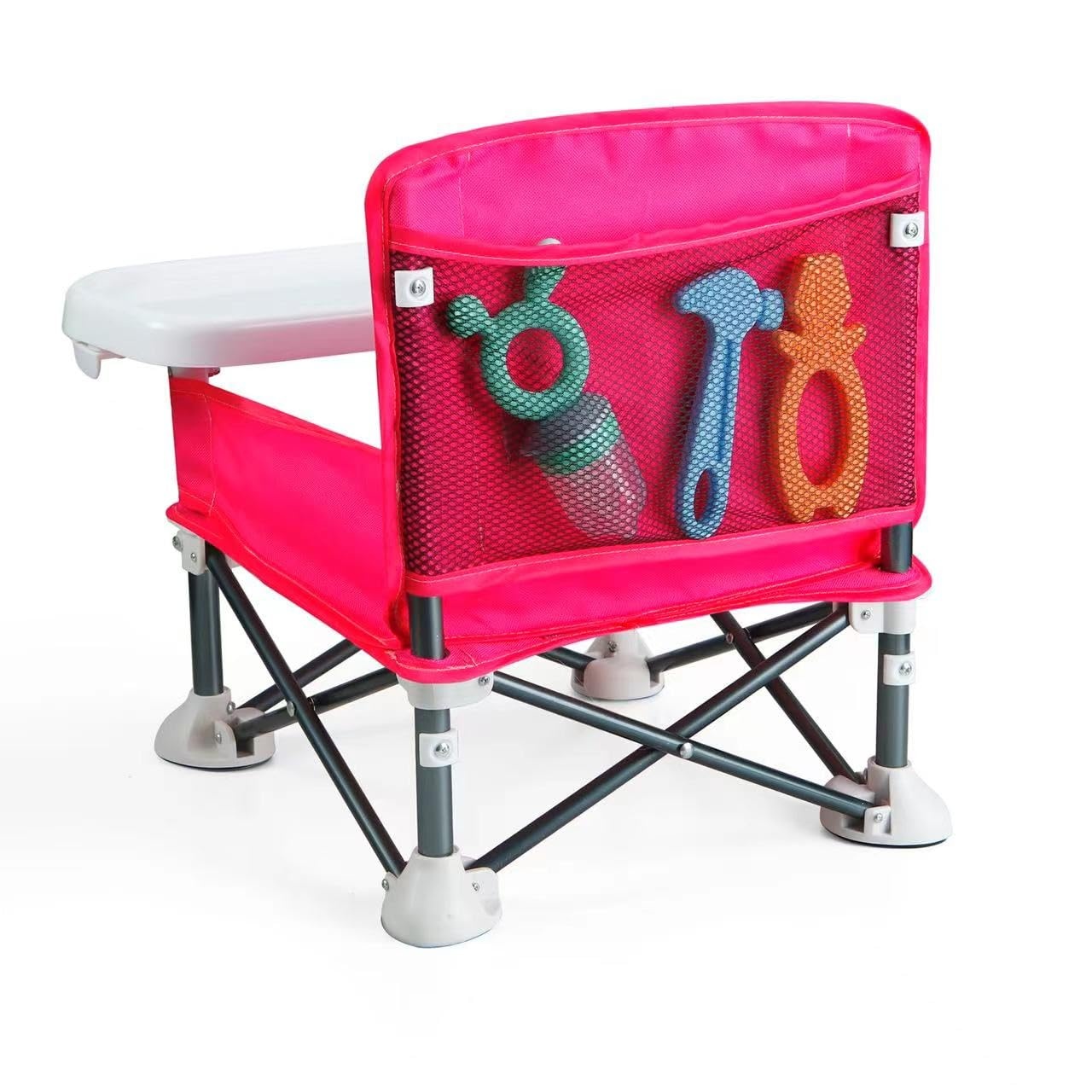 image:imagePandaEar Portable Travel Booster Seat with Tray Folding Baby Seat Booster High Chair for Dining Table Compact Camping Chair for Lawn Beach IndoorOutdoor Use Toddlers Kids PinkPink