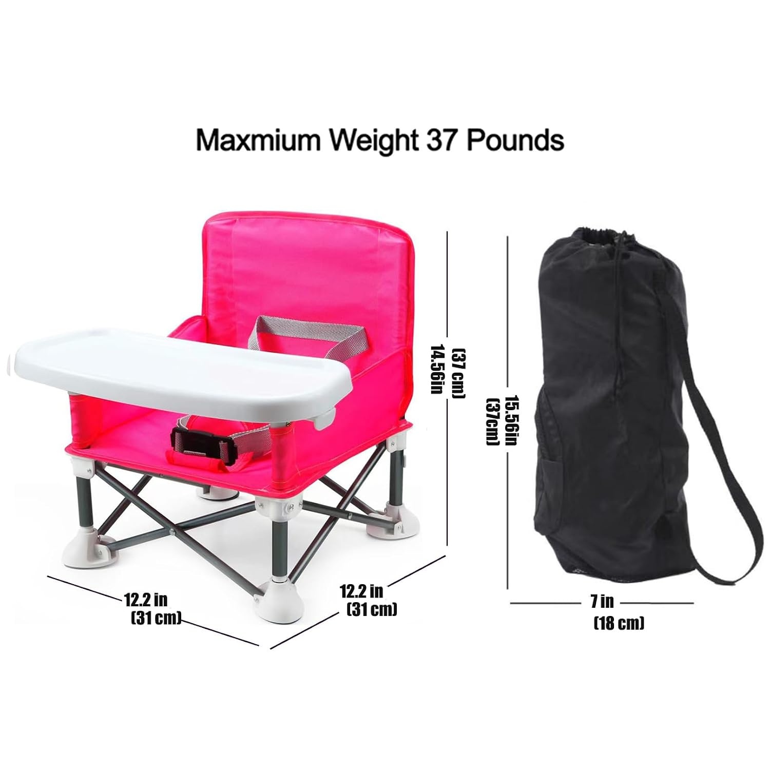 image:imagePandaEar Portable Travel Booster Seat with Tray Folding Baby Seat Booster High Chair for Dining Table Compact Camping Chair for Lawn Beach IndoorOutdoor Use Toddlers Kids PinkPink