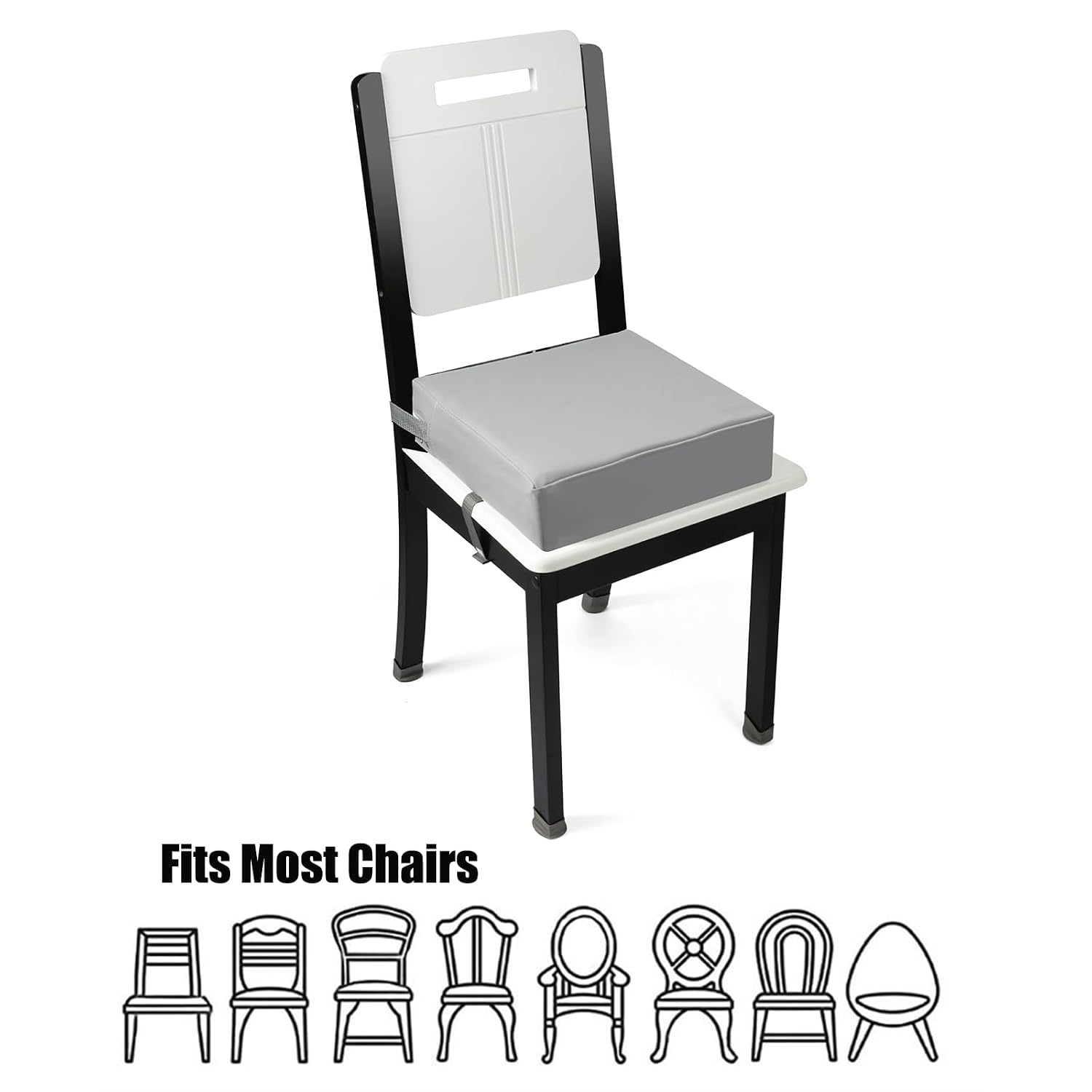 image:imagePandaEar Toddler Booster Seat for Dining Table Portable Increasing Booster Cushion for Kids Double Strap Safety NonSlip Bottom Grey