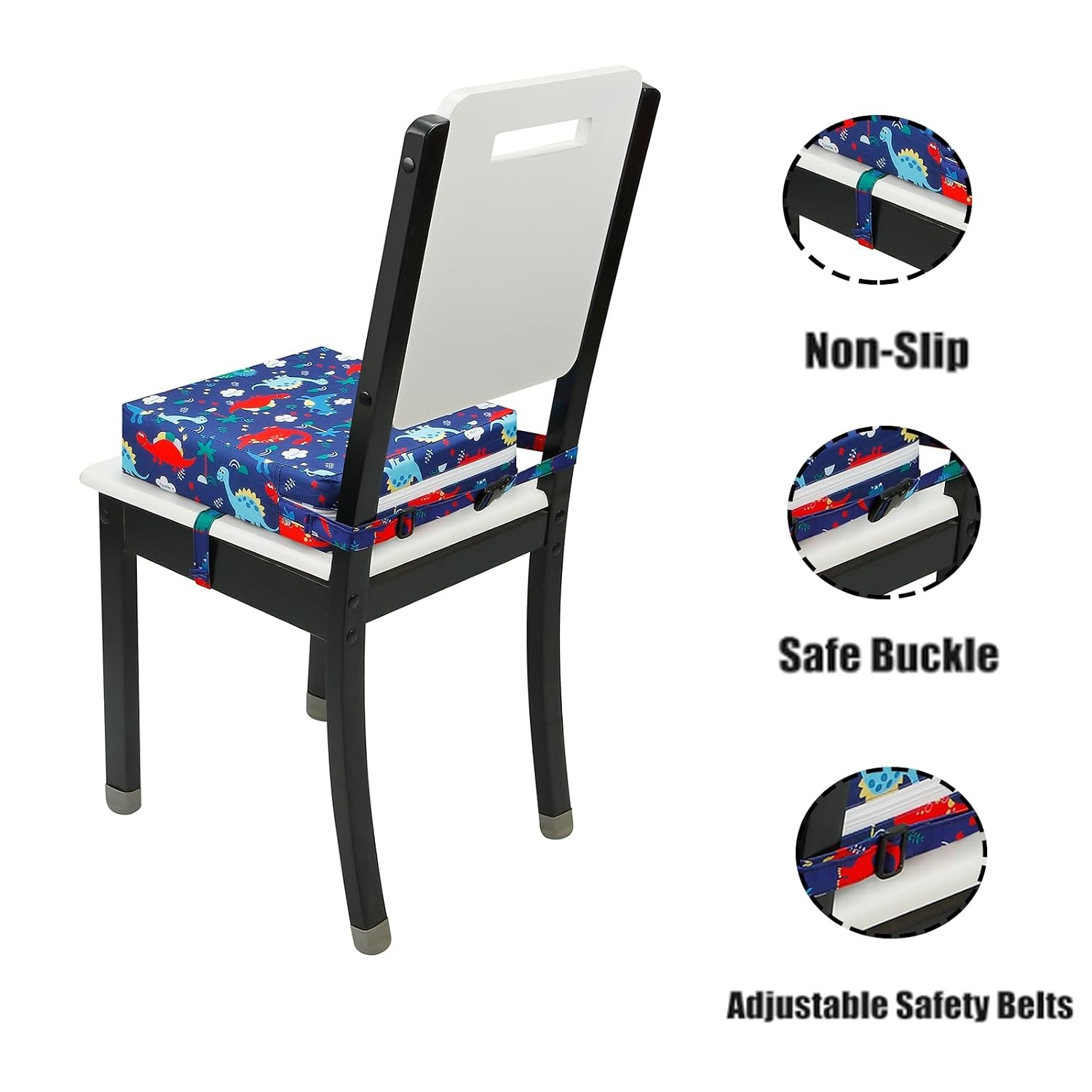 image:imagePandaEar Toddler Booster Seat for Dining Table Portable Increasing Booster Cushion for Kids Double Strap SafetyPU AntiScratch NonSlip Bottom Blue