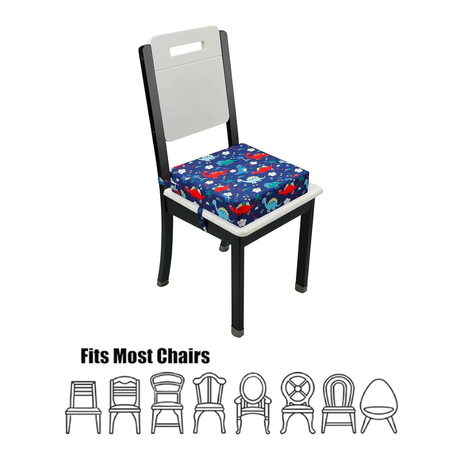 image:imagePandaEar Toddler Booster Seat for Dining Table Portable Increasing Booster Cushion for Kids Double Strap SafetyPU AntiScratch NonSlip Bottom Blue