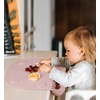 PandaEar 2-Pack Silicone Baby Placemats with Food Catcher, Non-Slip Suction Toddler Place Mats for Dining Table & High Chair, Waterproof Easy-Clean Reusable Table Mat (Pink & Linen)