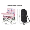 PandaEar Portable Baby Seat Travel| Compact Fold with Straps for Indoor/Outdoor Use| Great for Camping, Beach, Lawn |Toddlers, Kids, Boys, Girls (Without Placemat, Grey)(Pink)