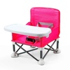 PandaEar Portable Travel Booster Seat with Tray| Folding Baby Seat Booster High Chair for Dining Table| Compact Camping Chair for Lawn, Beach Indoor/Outdoor Use| Toddlers, Kids (Pink)(Pink)