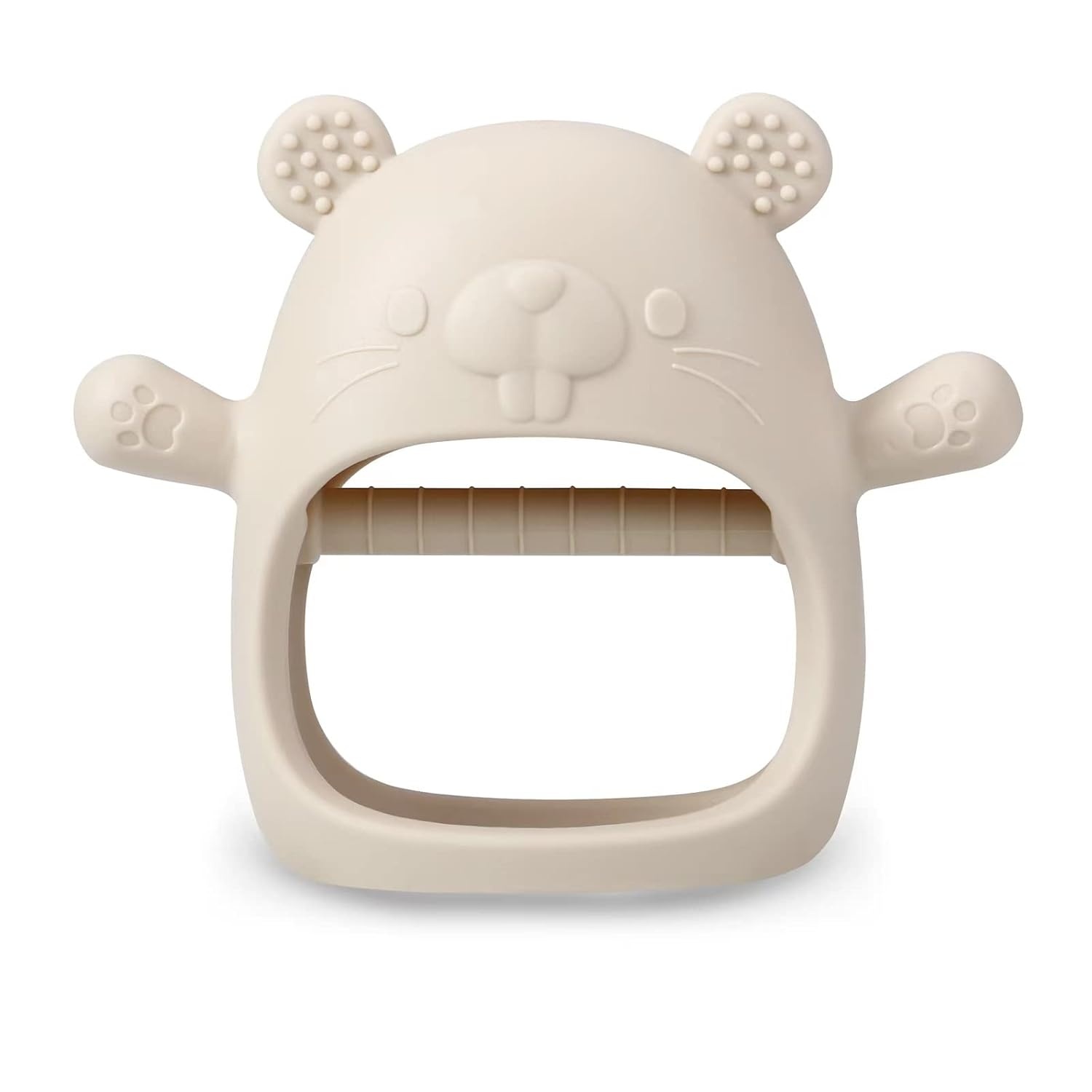 image:imagePandaEar 2 Pack Silicone Teething Toys Baby Teether Mitten amp Hand Pacifier for Soothing Teething Pain Relief WhiteBlueWhitePink