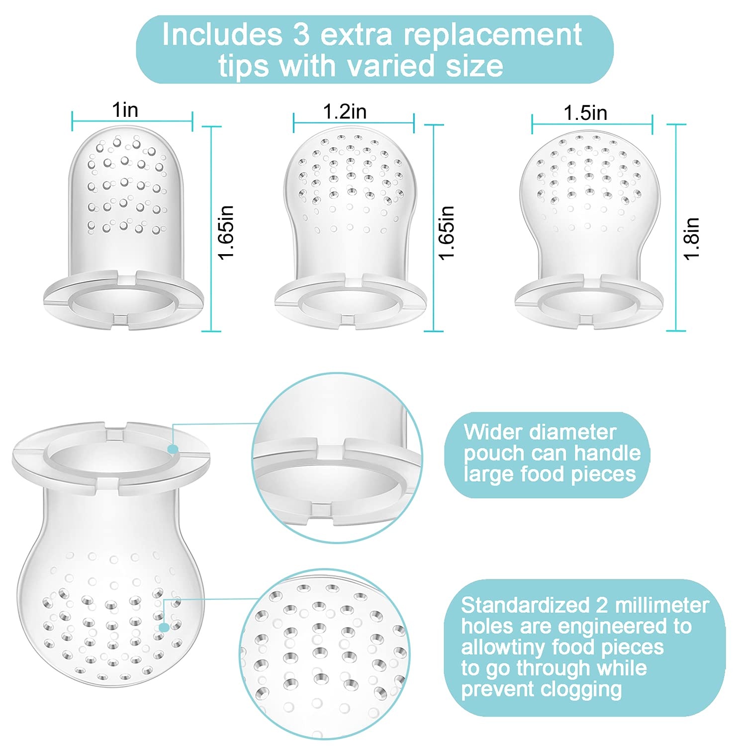 image:imagePandaEar 3 Pack Silicone Baby Fruit Food Feeder Pacifier Mesh Feeder
