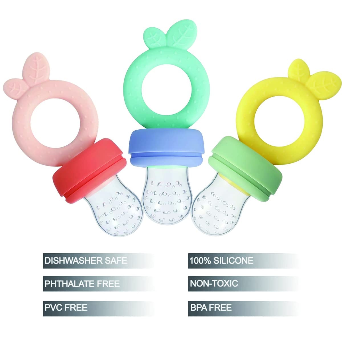 image:imagePandaEar 3 Pack Silicone Baby Fruit Food Feeder Pacifier Mesh Feeder