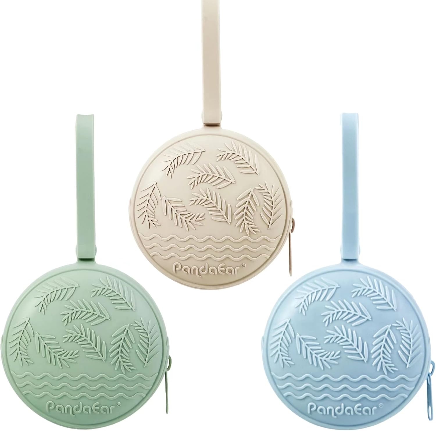 image:imagePandaEar 3 Pack Silicone Pacifier Holder Case Portable Travel Pacifier Pouch for Newborns BPAFree Silicone Pacifier Storage Container for Boys amp Girls Green Blue CreamGreen Blue Cream