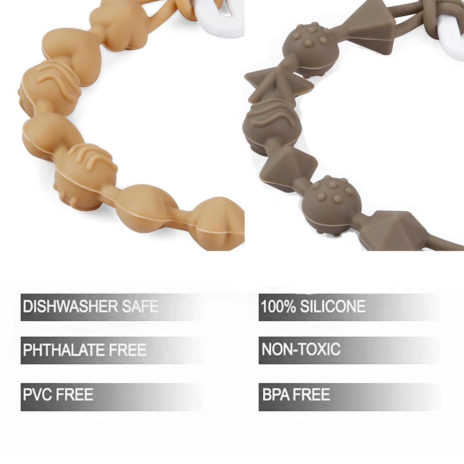image:imagePandaEar 5 Pack Silicone Pacifier Clips Pacifier Holder with One Piece Design for Baby Boys amp Girls Teething Toys Teethers