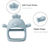 PandaEar 2 Pack Silicone Teething Toys | Baby Teether Mitten & Hand Pacifier for Soothing Teething Pain Relief (White/Blue)(White/Blue)