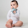 PandaEar 2 Pack Silicone Teething Toys | Baby Teether Mitten & Hand Pacifier for Soothing Teething Pain Relief (White/Blue)(White/Blue)
