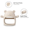 PandaEar 2 Pack Silicone Teething Toys | Baby Teether Mitten & Hand Pacifier for Soothing Teething Pain Relief (White/Blue)(White/Pink)