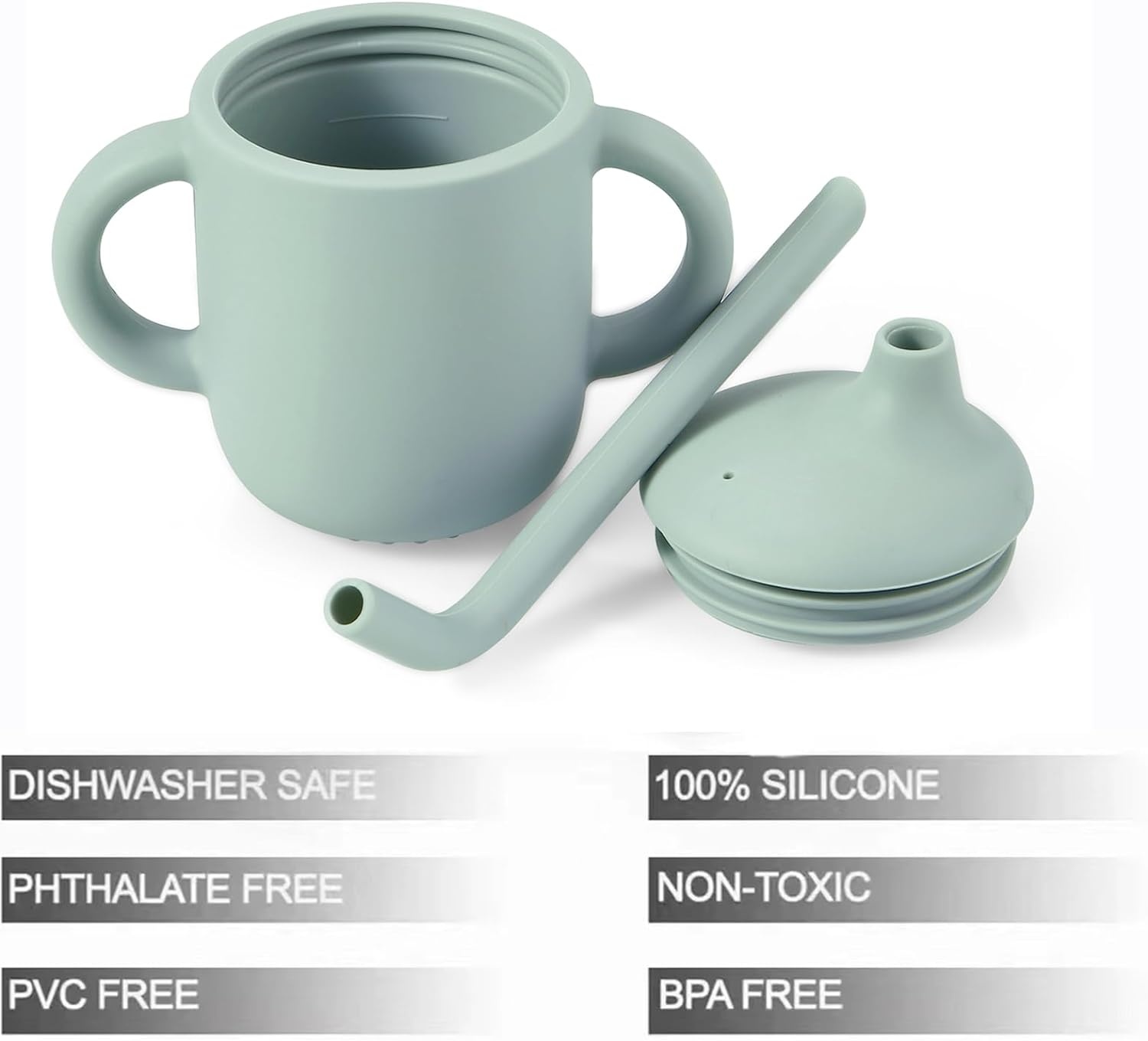 image:imagePandaEar 2 Pack 100 Tiny Silicone Drinking Training Cup with Handles amp Straw for Baby and Toddler Pink GreenPink Green