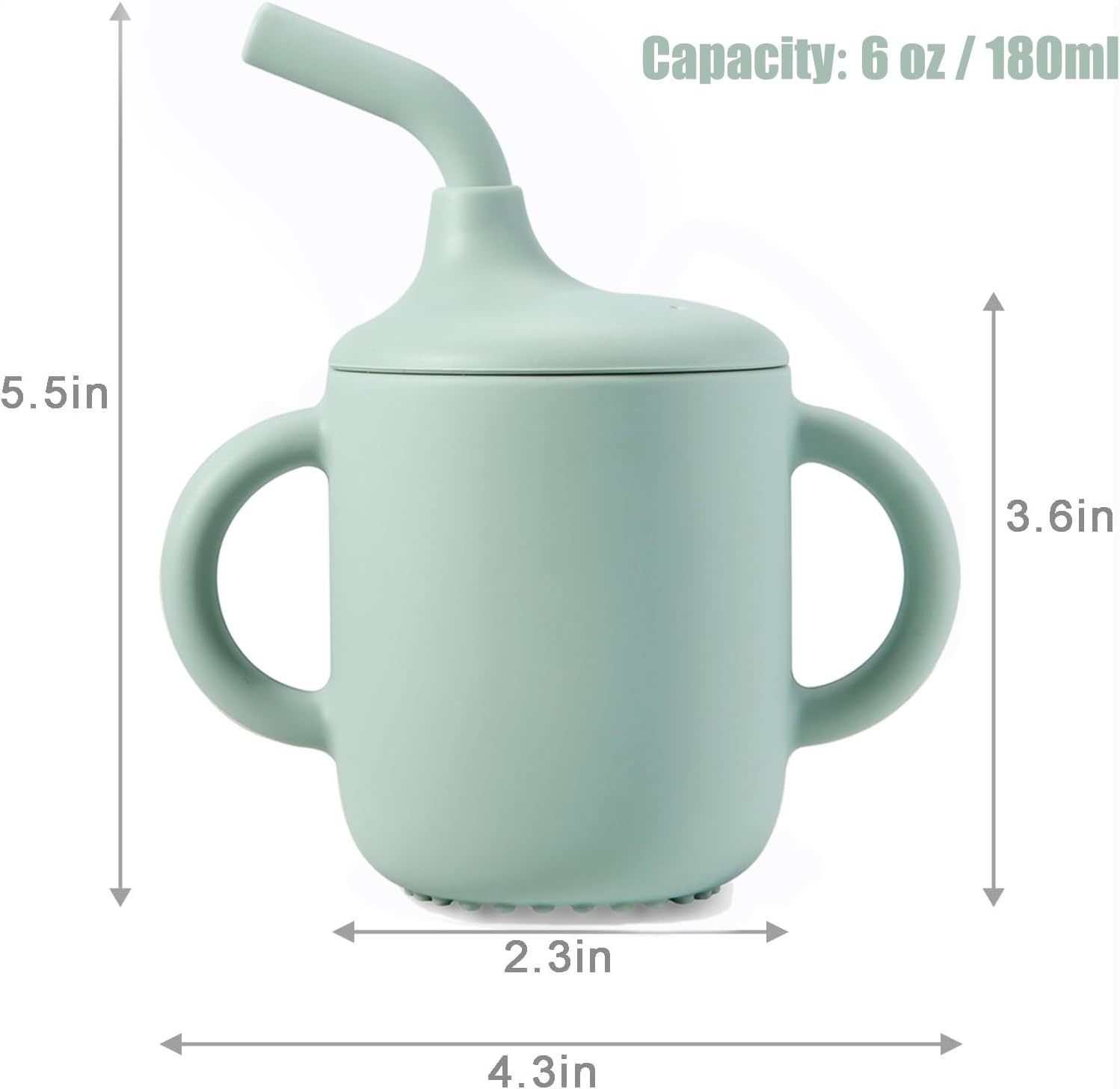 image:imagePandaEar 2 Pack 100 Tiny Silicone Drinking Training Cup with Handles amp Straw for Baby and Toddler Pink GreenPink Green