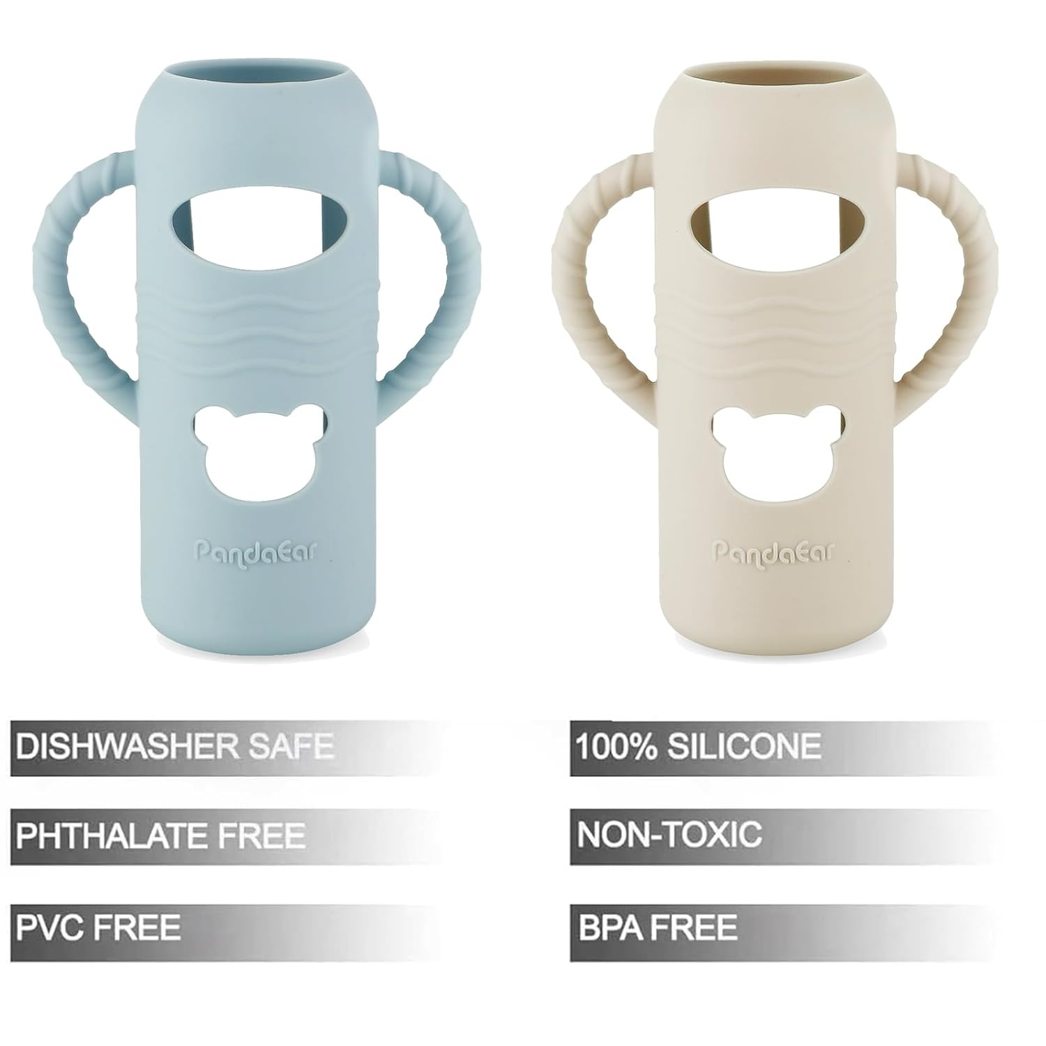 image:imagePandaEar 2 Pack Silicone Sleeves for Dr Browns 8oz Glass Baby Bottles AntiDrop Protective Bottle Covers with Handles HeatResistant amp Easy to Grip