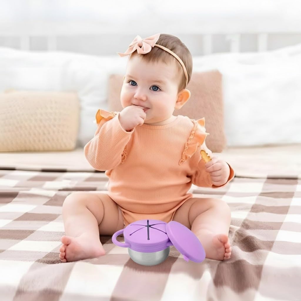 image:imagePandaEar 2 Pack Stainless Steel Toddler Snack Cups Spill Proof BPA Free