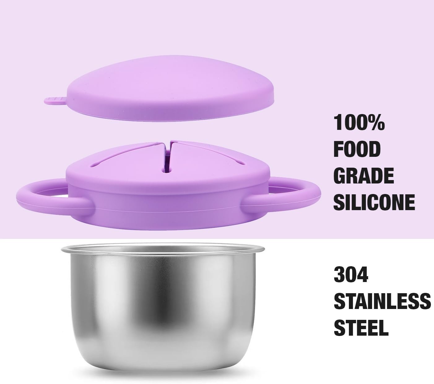 image:imagePandaEar 2 Pack Stainless Steel Toddler Snack Cups Spill Proof BPA Free