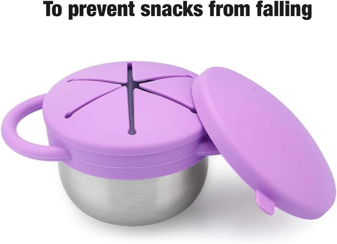 image:imagePandaEar 2 Pack Stainless Steel Toddler Snack Cups Spill Proof BPA Free