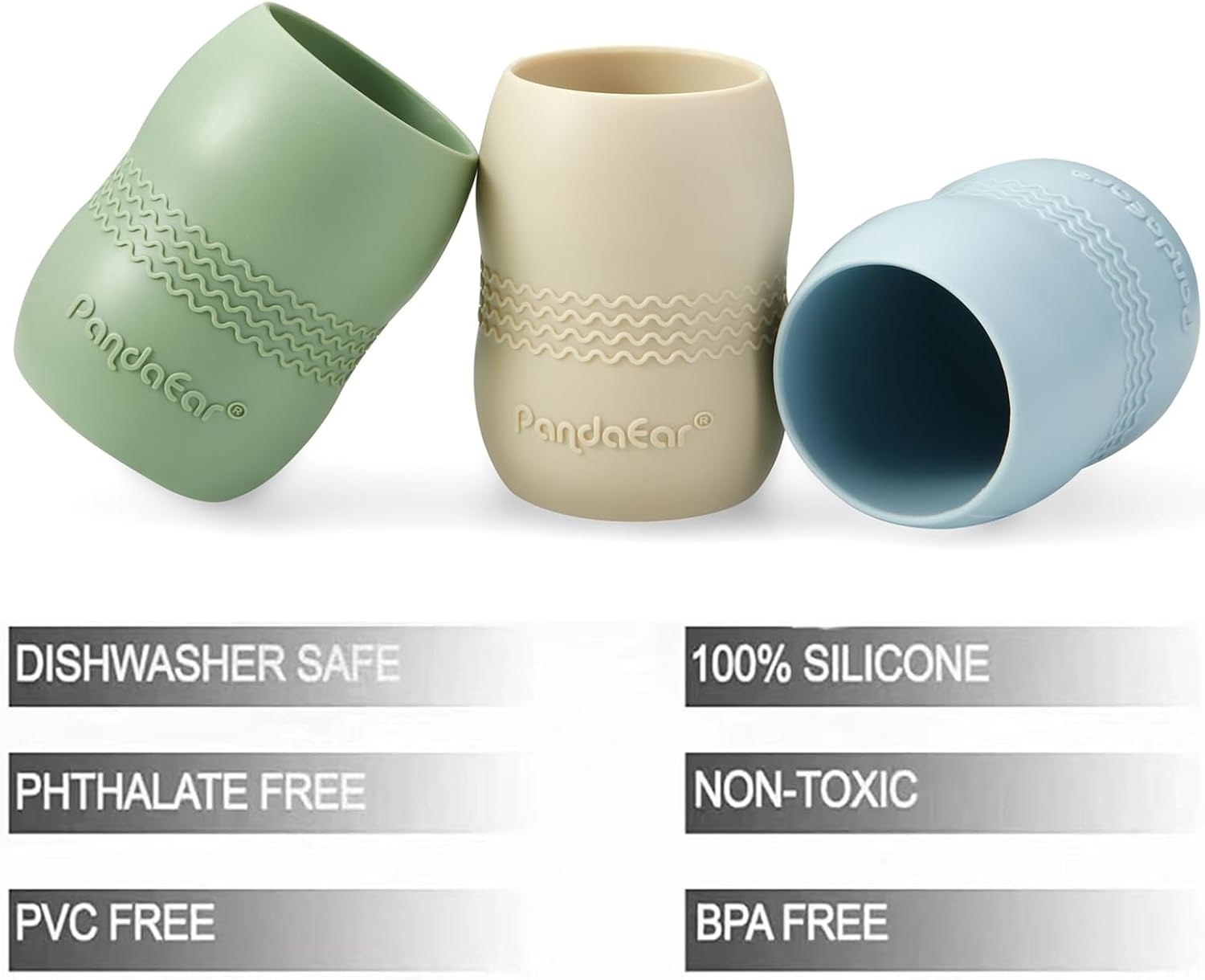 image:imagePandaEar 3 Pack Silicone Baby Training Cups Tiny Open Cups for Toddlers