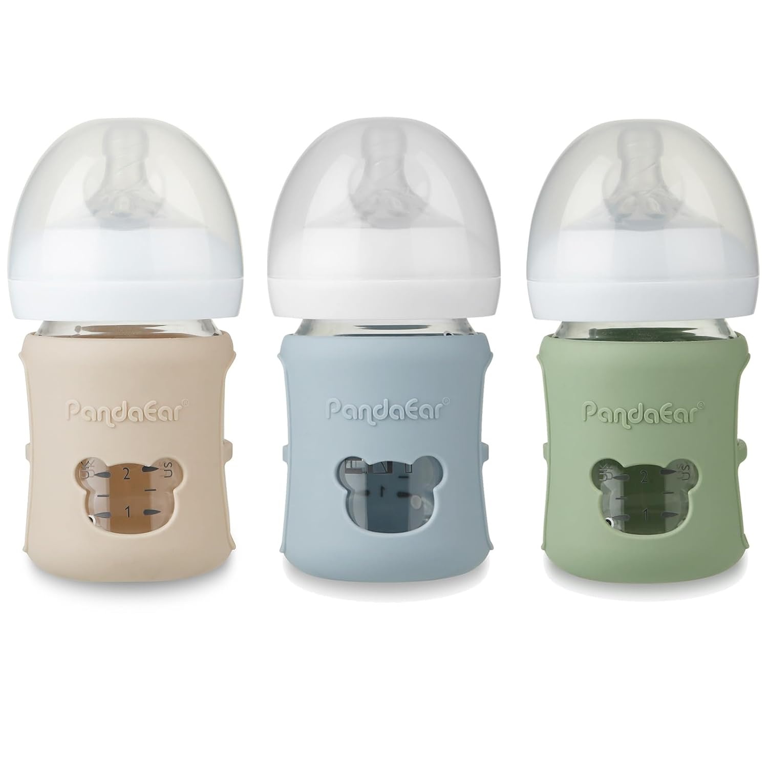 image:imagePandaEar 3 Pack Silicone Sleeves for Philips Avent Natural Glass Baby Bottles 4 oz Shatterproof AntiBreakage and Heat Resistant Bottle Holder BPAFree Compatible with 4 oz Avent Glass Bottles