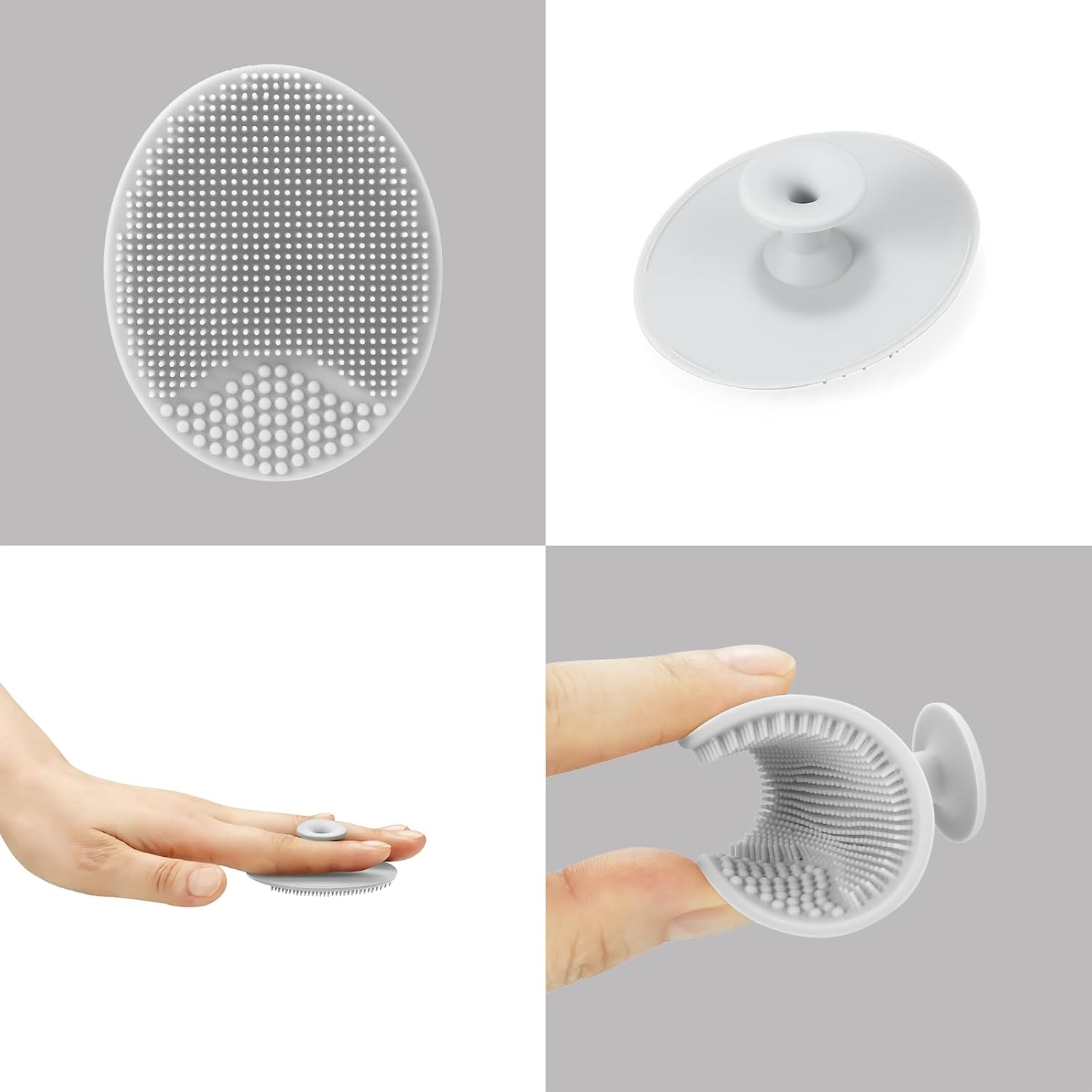 image:imagePandaEar Baby Bath Rinse Cup Silicone Baby Shampoo Rinser with 2 Pack Cradle Cap Brush for Kids Toddler Body Washing PinkGrey