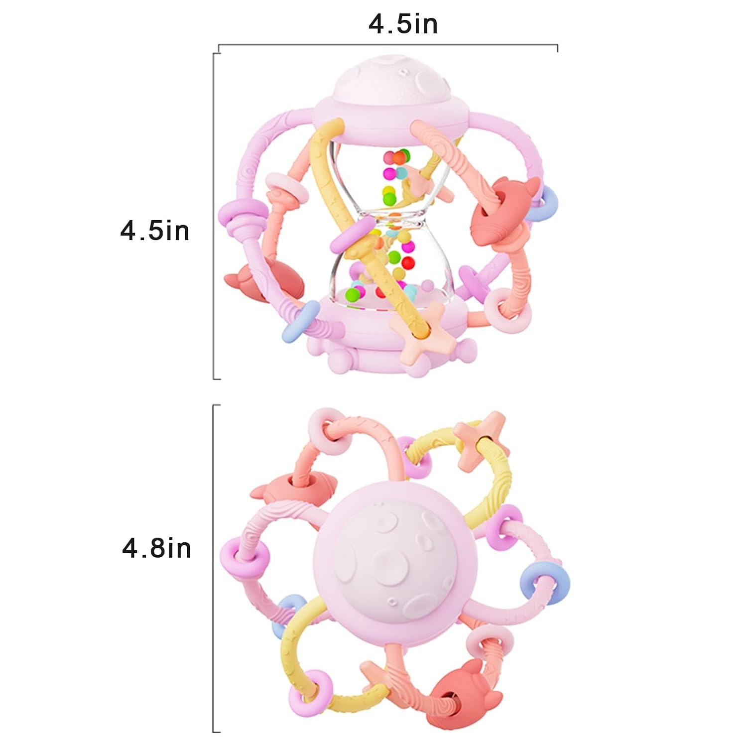 image:imagePandaEar Baby Sensory Toys for 06 612 Months Silicone Montessori Toys Baby Teether Teething Toys Infant Rattle Teether Chew Toy Teething Ball Developmental Toy for Babies 0 3 6 9 12 18 Months