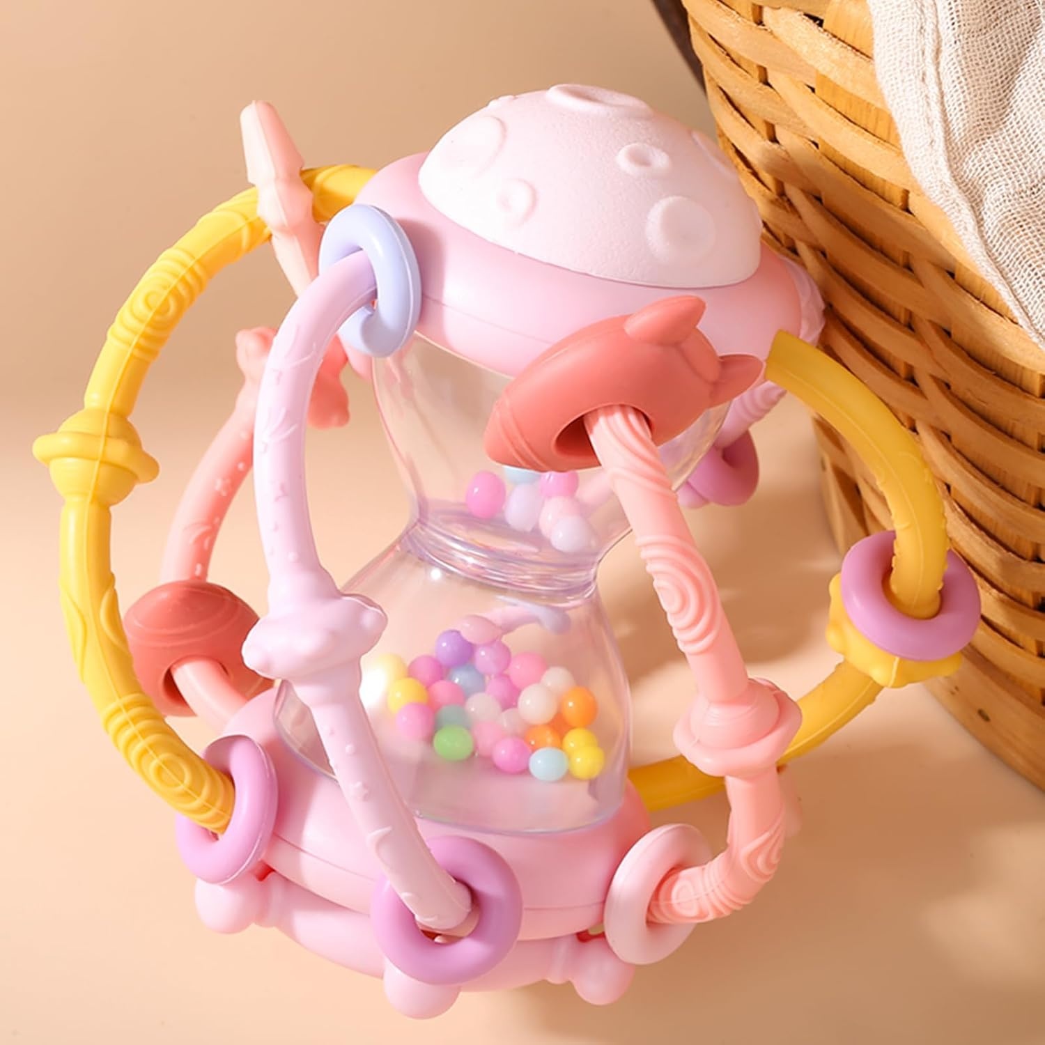 image:imagePandaEar Baby Sensory Toys for 06 612 Months Silicone Montessori Toys Baby Teether Teething Toys Infant Rattle Teether Chew Toy Teething Ball Developmental Toy for Babies 0 3 6 9 12 18 Months