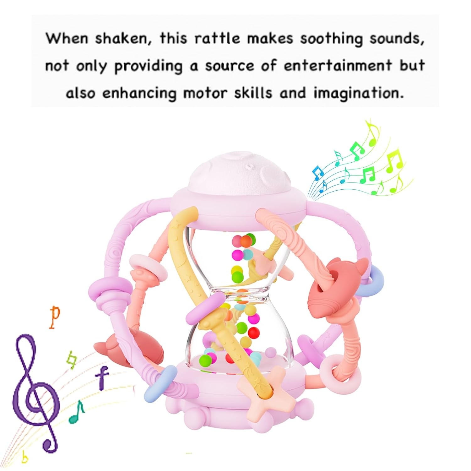 image:imagePandaEar Baby Sensory Toys for 06 612 Months Silicone Montessori Toys Baby Teether Teething Toys Infant Rattle Teether Chew Toy Teething Ball Developmental Toy for Babies 0 3 6 9 12 18 Months